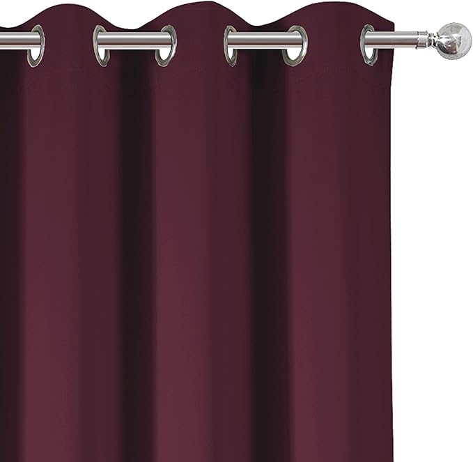 LEMOMO Burgundy Red Thermal Blackout Curtains/42 x 84 Inch/Set of 2 Panels Room Darkening Curtains for Bedroom