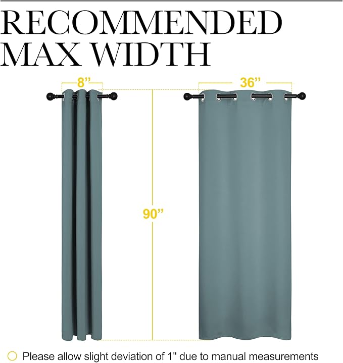 NICETOWN Modern Blackout Curtains Noise Reducing, Thermal Insulated and Privacy Room Darkening Drape Panels for Boy's Guest Room Door Window (Greyish Blue, 2 Panels, W42 x L90 -Inch)