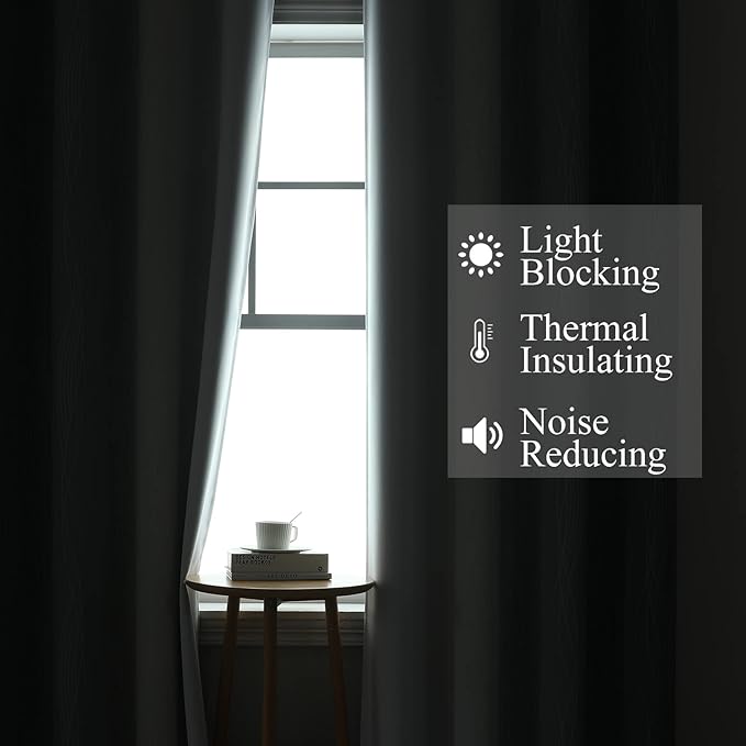 Estelar Textiler Grayish White and Grey Blackout Curtains for Living Room, Ombre Thermal Insulated Noise Reducing Blackout Drapes for Bedroom, Full Room Darkening Grommet Curtains, 52Wx45L, 2 Panels
