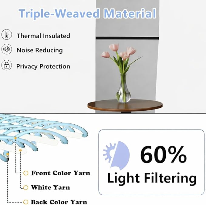 Simplebrand Ava Ivory Light Filtering Curtains for Bedroom 84 Inch Length 2 Panels Set, Solid Thermal Insulated Privacy Nursery Window Treatment Curtains Light Filtering Drapes, W40 x L84 Inch, Ivory