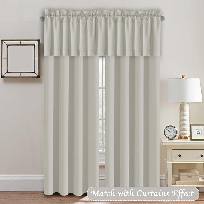 H.VERSAILTEX 2 Panels Blackout Valances for Small Windows Thermal Insulated Short Curtains Privacy Decorative Rod Pocket Shade for Kitchen/Living Room/Cafe/Bathroom/Laundry,52" W x 18" L,Pale Oak