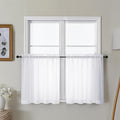 Gwine White Sheer Curtain Tiers 24 Inch Length, Light Filtering Voile Short Curtain for Living Room Bedroom, Rod Pocket Cafe Curtains for Small Windows 42x24 Inch, 2PCS