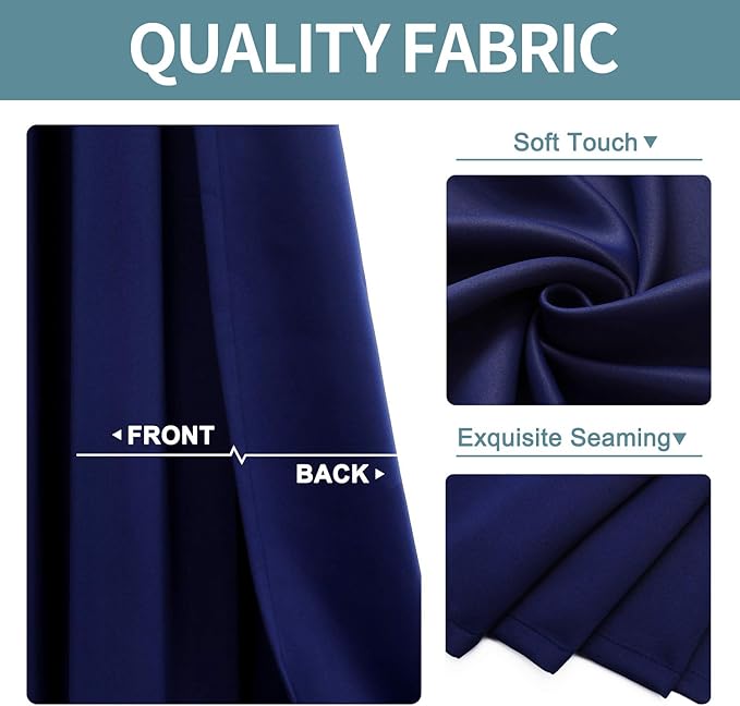 ChrisDowa Grommet Blackout Curtains for Bedroom and Living Room - 2 Panels Set Thermal Insulated Room Darkening Curtains (Navy Blue, 52W x 54L)