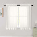 Ivory Sheer Curtains for Bedroom Living Room 45 Inch Length 2 Panels, Soft Airy Light Filtering Small Kitchen Window Curtains, Rod Pocket Short Curtain Drapes, Ivory, 42" Wx45 L Inches
