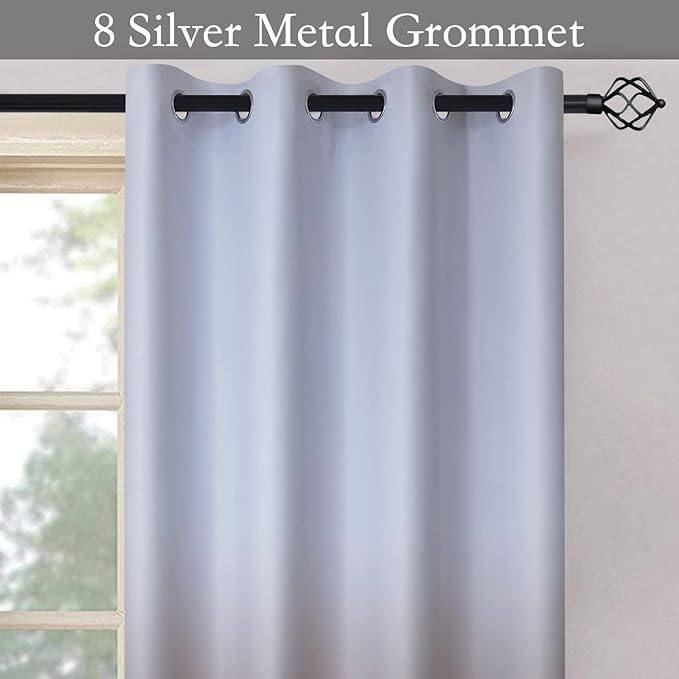 SimpleHome Ombre Room Darkening Curtains for Bedroom, Gradient Grey White to Brown Light Blocking Thermal Insulated Grommet Window Curtains/Drapes for Living Room,2 Panels, 52x96 inches Length