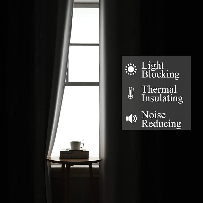 Estelar Textiler Black and Greyish White Ombre Blackout Curtains 90 Inch Length 2 Panels Set, Thermal Insulated Drapes for Bedroom,Full Room Darkening Grommet Gradient Curtains for Living Room,52Wx90L