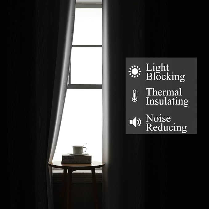 Estelar Textiler Ombre Greyish White and Black Blackout Curtains & Drapes 54 Inch Length 2 Panels for Bedroom, Thermal Insulated Full Light Blocking Grommet Blackout Drapes for Bathroom, 52Wx54L