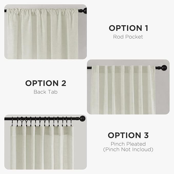 Joydeco Linen Curtains 84 Inch Length 2 Panel Sets,Light Filtering Curtains for Bedroom 52 Inch Wide Living Room Drapes with Back Tabs & Rod Pockets (W52 x L84 Inch, Oatmeal)