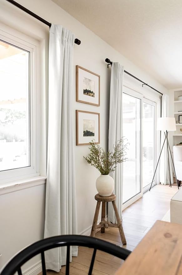 100% Blackout Shield Linen Blackout Curtains for Bedroom 90 Inches Long, Back Tab/Rod Pocket Living Room Drapes, Thermal Insulated Blackout Curtains 2 Panels Set, 50" W x 90" L, Beige
