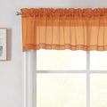 Orange Valances for Windows, Orange Sheer Curtains 14 Inch Length 2 Pack Kitchen Drapes, Modern Solid Mini Small Window Curtains for Cafe Bathroom Basement, Each 42" Wx14 L Inches