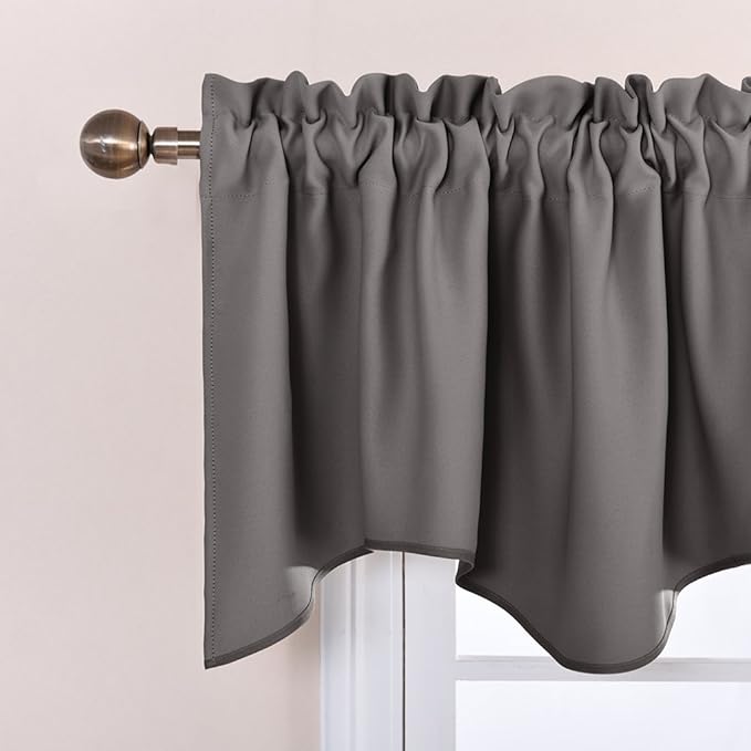 NICETOWN Blackout Valances for Bedroom, Small Window Covering Curtain Set Light Block Privacy Drapes for Kitchen Kids Nursery Bathroom, W 42 x L 18 per Panel, Grey, 1 Pair