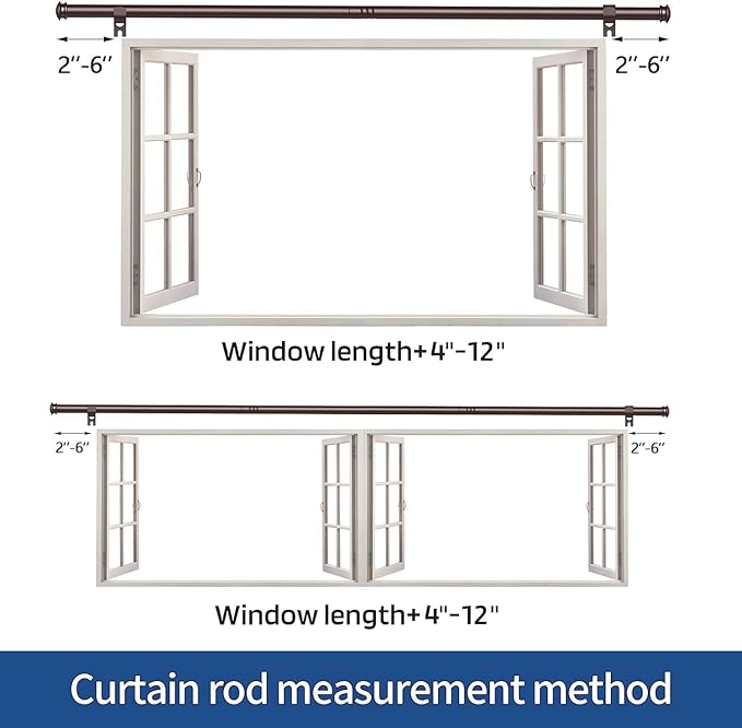 Curtain Rods 2 Pack 5/8 inch Brown Curtain Rods for Windows 30 to 45 Inch with Brackets Easy to Install for Bedroom Living room Kitchen