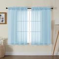 Gwine Sky Blue Sheer Curtains for Living Room 45 inches Long, Short Voile Light Filtering Window Treatments Sheer Curtains for Bedroom, Half Window Drapes with Rod Pocket, Each 42" Wx45 L