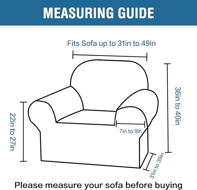 H.VERSAILTEX Stretch Velvet Armchair Cover Couch Covers 1 Cushion Chair Slipcover for Living Room Furniture Cover Crafted from Thick Comfy Rich Velour (Chair 31"-49", Gray)