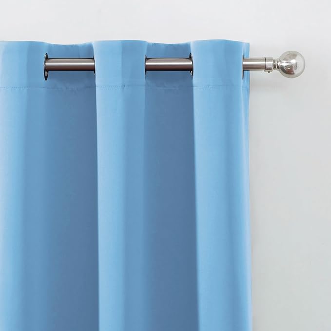 LEMOMO Sky Blue Blackout Curtains 42 x 54 Inch Length Set of 2 Panels Grommet Bedroom Curtains for Living Room