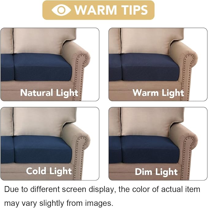 H.VERSAILTEX High Stretch Couch Cushion Covers,Chair Sofa Seat Slipcovers Couch Cushion Cover Stretch Furniture Protector for Kids, Pets(2 Packs Cushion Loveseat Covers, Navy)