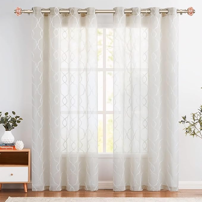 7/8 Inch Curtain Rods for Windows 66 to 120 Inch, USFOOK Telescoping Splicing Drapery Rods, Decoration for Home with Rose Gold Decorative Translucent Finials