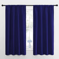 NICETOWN Kitchen Curtains, Short Blackout Drapes, Navy Blue, 34 in x 45 in (W x L), Set of 2, Thermal Insulated Rod Pocket Window Treatment Draperies for Nursery