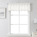 Lecloud Leia Ivory Sheer Valances for Windows 14 Inch Length 2 Pcs, Jacquard Leaf Textured Cafe Kitchen Short Curtains with Dual Rod Pockets, Small Curtain for Living Room Bedroom, 28" W x 14" L