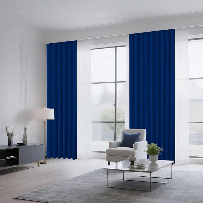 CUCRAF Royal Blue Blackout Curtains 72 inch Length 2 Panels Set, Rod Pocket Room Darkening Drapes for Bedroom Living Room, Insulated Thermal Light Blocking Window Curtain (W52 x L72 Inch)