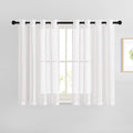 NICETOWN Linen White Sheer 48 inch Curtains for Cafe, Grommet Semi Sheer Short Curtains & Drapes Privacy with Light Filtering Window Treatments for Kitchen, W52 x L48, 2 Panels