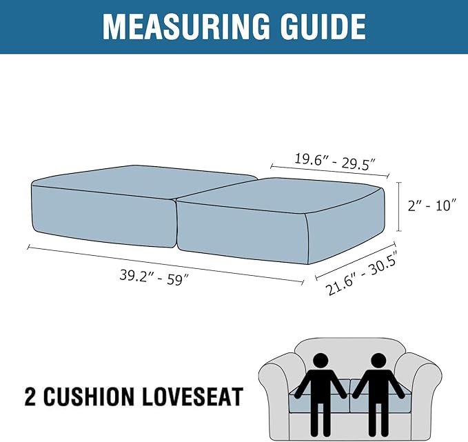 H.VERSAILTEX Velvet Stretch Couch Cushion Cover Plush Cushion Slipcover for Chair Loveseat Sofa Cushion Furniture Protector Seat Cushion Sofa Cover (2 Piece Medium Sofa Cushion Covers, Ivory Striped)