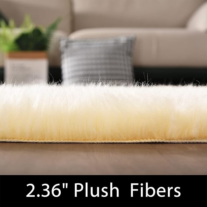 Latepis 8x10 Yellow Area Rug for Living Room Faux Sheepskin Fur Rugs for Bedroom Bedside Plush Fuzzy Soft Furry Rug Luxury Home Decor