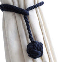 Melaluxe 2 Pack Curtain Tiebacks - Heavy Duty Curtain Rope Tieback, Handmade Rural Decorative Curtain Holdbacks (Navy Blue)