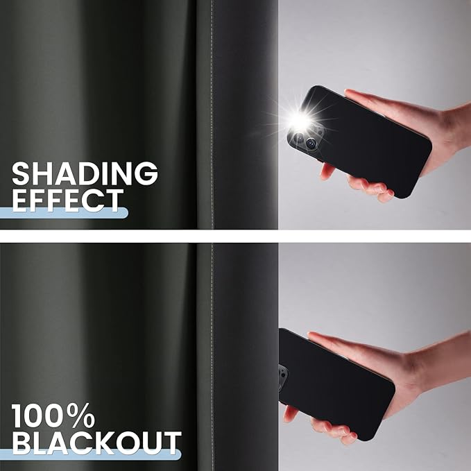 SimpleHome Ombre 100% Blackout Curtains for Bedroom, Full Light Blocking Black and Greyish White Curtains, Thermal Insulated Grommet Window Drapes for Living Room,2 Panels, 52x96 inches Length