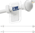 ENJOYBASICS 2 Pack No Drill Curtain Rods for Window 48 to 84 Inches, 5/8 Inch Diameter Renter Friendly Drapery Rod with Adhesive Brackets without Drilling, Adjustable from 27 to 90 Inches, White