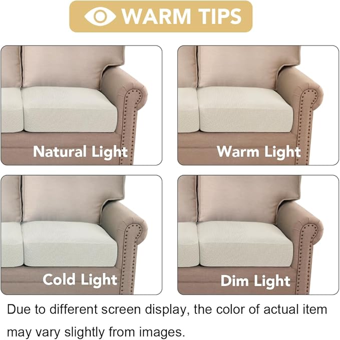 H.VERSAILTEX High Stretch Couch Cushion Covers,Chair Sofa Seat Slipcovers Couch Cushion Cover Stretch Furniture Protector for Kids, Pets(2 Packs Cushion Loveseat Covers, Ivory)
