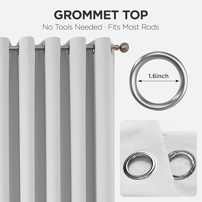 Joydeco Blackout Door Curtain for Doorway Privacy 84 Inches Long, Grommet Closet Curtain for Open Closet, Room Divider for Bedroom Living Room (Greyish White 52Wx84L, 1 Panel)