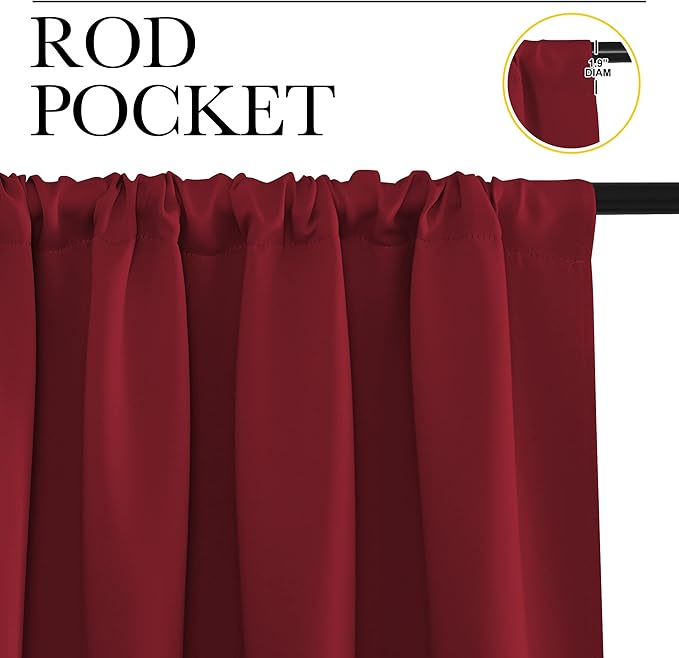NICETOWN Burgundy Curtains Blackout Drape Panels - Lights Block Out Window Treatment Curtain Sets for Home Decoration on Christmas & Thanksgiving Day (Set of 2 Panels, 42 by 48-Inch)