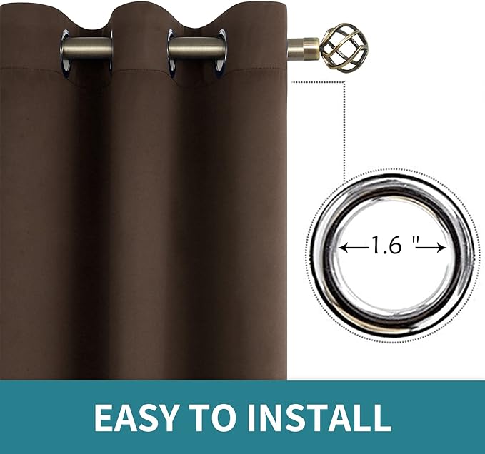 BGment Blackout Curtains for Living Room - Grommet Thermal Insulated Room Darkening Curtains for Bedroom, Set of 2 Panels (38 x 54 Inch, Brown)