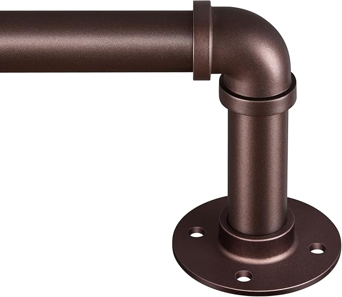 Zeerobee Curtain Rods for Windows 120 to 240, 1 Inch Industrial Wrap Around Matte Dark Brown Curtain Rod, Indoor/Outdoor Room Divider Adjustable Drapery Pole, 120"-240"