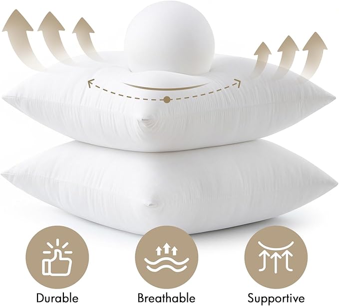 MIULEE Euro Pillows Inserts, Pack of 4 26x26 Inch 100% Virgin Microfiber Filling Throw Pillows for Bed Couch Sofa