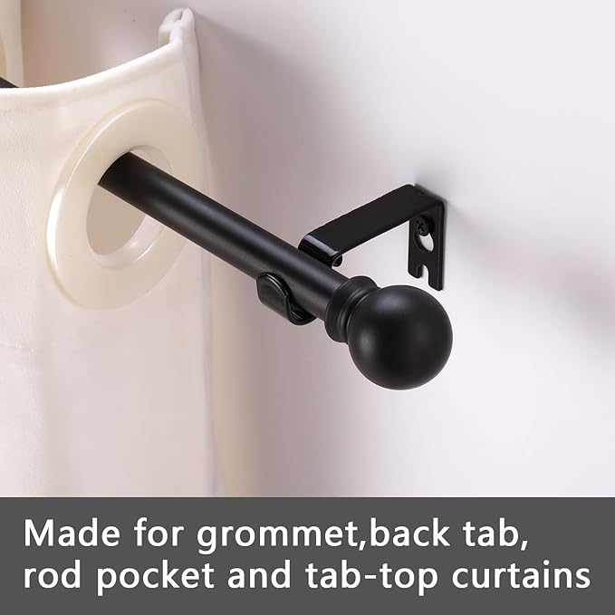 GXOACKJ Curtain Rods for windows 28-78 inch, 5/8 inch Decorative Matte Black Splicing Heavy Duty Metal Curtain Rod set with Brackets