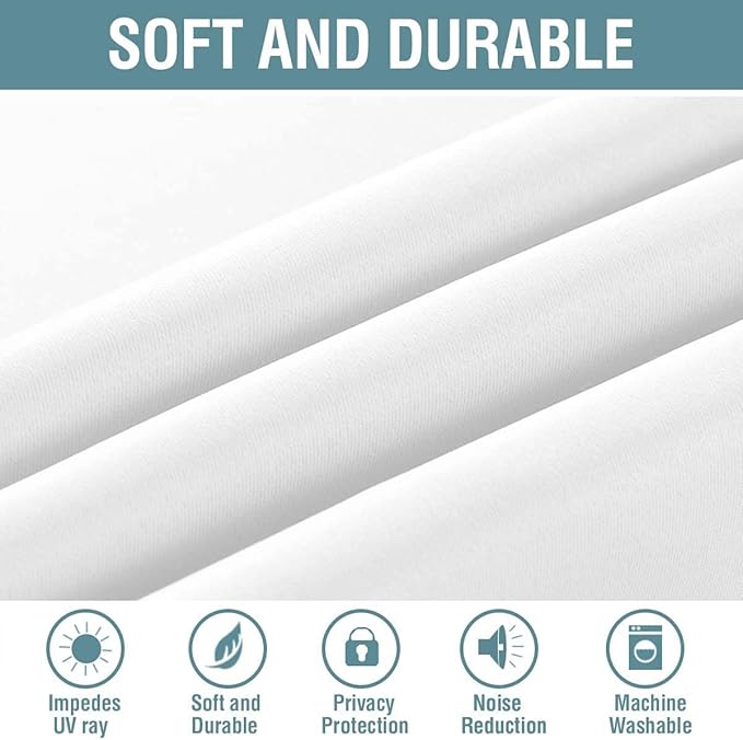 H.VERSAILTEX Pure White Curtain for Living Room Thermal Insulated Window Treatment Curtain Extra Long 108 inch Length Energy Saving Solid Grommet Top Room Darkening Drape, One Panel, 52" W x 108" L