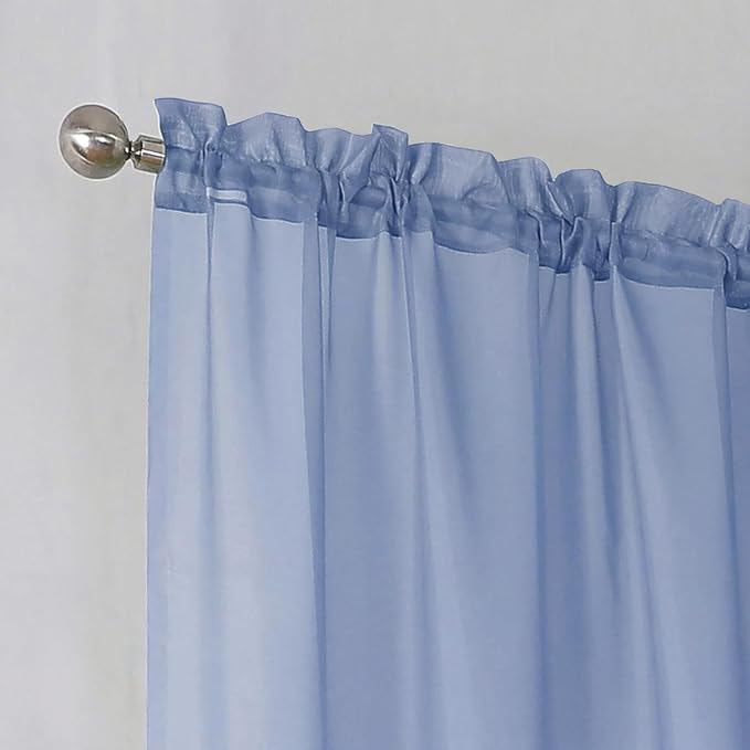 Simplebrand Denim Sheer Curtains 63 Inch Length 2 Panels, Rod Pocket Solid Color Window Sheer Curtain Panels, Elegant Curtains & Drapes for Living Room, Bedroom 2 Panels (Ivory, 42" W x 63" L)