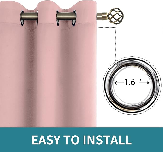 BGment Room Darkening Curtains 54 Inches Long - Grommet Thermal Insulated Drapes Window Treatment Curtains for Bedroom, 2 Panels, 38 x 54 Inch, Baby Pink