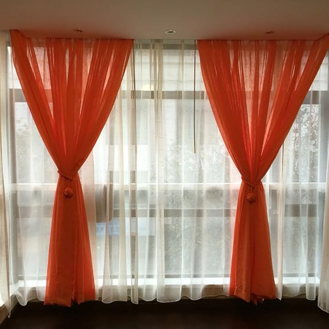 Melaluxe 2 Pack Curtain Tiebacks - Heavy Duty Curtain Rope Tieback, Handmade Rural Decorative Curtain Holdbacks (Orange)