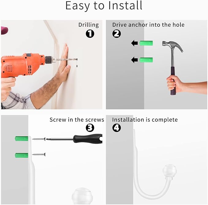 Hion Curtain Holdbacks White 2pcs, Curtain Tiebacks Wall Mounted Curtain Hooks Holders for Drapes