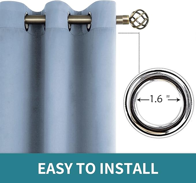 BGment Blackout Curtains for Bedroom - Grommet Thermal Insulated Room Darkening Curtains for Living Room, Set of 2 Panels (38 x 54 Inch, Spa Blue)