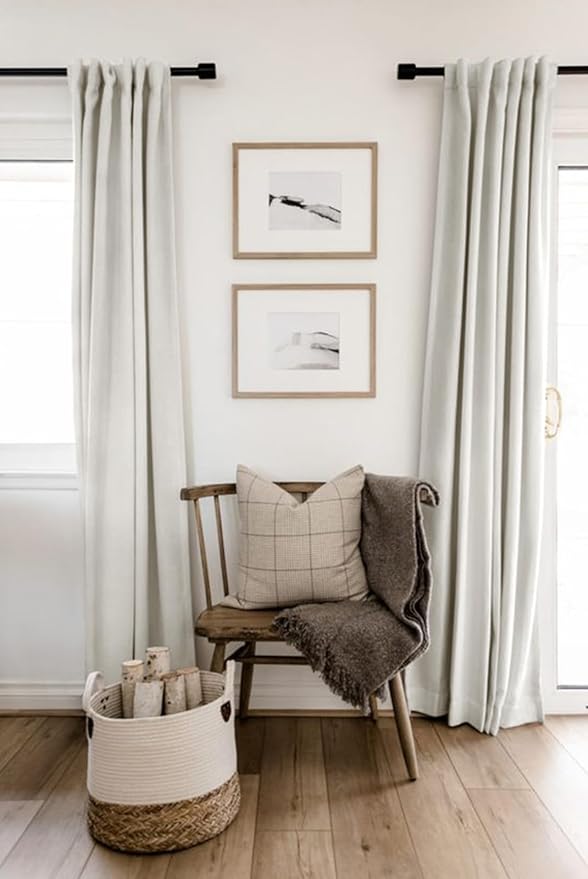 100% Blackout Shield Linen Blackout Curtains for Bedroom 120 Inches Long, Back Tab/Rod Pocket Living Room Drapes, Thermal Insulated Blackout Curtains 2 Panels Set, 50" W x 120" L, Beige