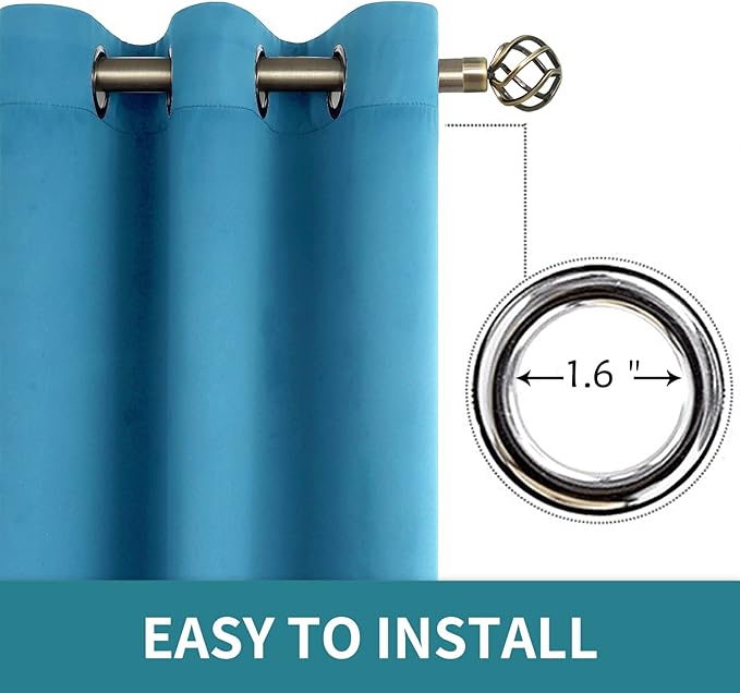 BGment Blackout Curtains - Grommet Thermal Insulated Room Darkening Bedroom and Living Room Curtains, Set of 2 Panels (38 x 45 Inch, Steel Blue)
