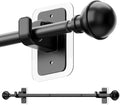 ENJOYBASICS No Drill Curtain Rods for Window 66 to 120 Inches, 5/8 Inch Diameter Renter Friendly Drapery Rod with Adhesive Brackets without Drilling, Adjustable from 27 to 130 Inches, Black