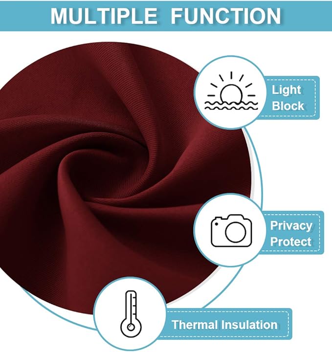 RYB HOME Blackout Curtains for Bedroom 84 inches Long 2 Panels Set, Privacy Thermal Insultaed Sunlignt Heat Blocking Drapes for Nursery Rental Room, Width 42 by Length 84, Burgundy Red