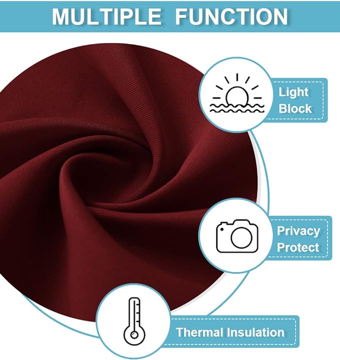 RYB HOME Cafe Blackout Curtains 24 inch Length, RV Curtains for Camper Windows, Mini Short Small Insulating Light UV Blocking Privacy Half Window Tiers, Width 29 by Length 24, Burgundy Red, 2 Panels