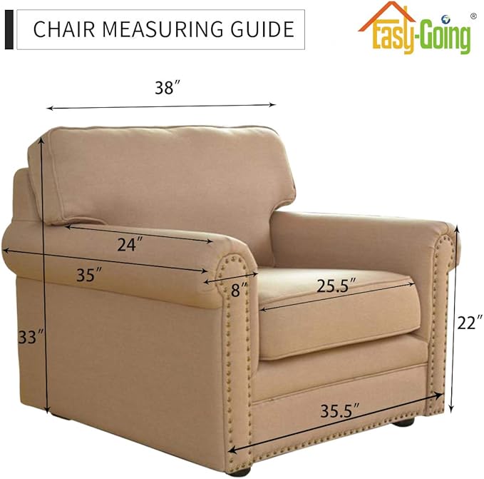 Easy-Going Chair Sofa Slipcover Reversible Sofa Cover Water Resistant Couch Cover Furniture Protector Cover with Elastic Straps for Pets Kids Children Dog Cat (Chair, Greyish Green/Beige)