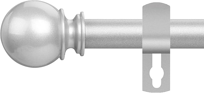 Silver Curtain Rods for Windows 48 to 84 or 88 Inches Max - 5/8'' Metal Heavy Duty Curtain Rods Set - Rustic Decorative Drapery Rods with Brackets for Farmhouse, Bedroom, Sliding Glass Door